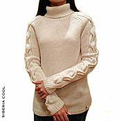 Одежда handmade. Livemaster - original item Women`s ivory sweater with braids, Merino wool, white. Handmade.