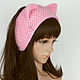 Order Headband with Cat ears knitted hair Pink. Space Cat Knitting. Livemaster. . Bandage Фото №3