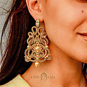 Украшения handmade. Livemaster - original item Earrings classic: Emma. Soutache earrings. Embroidered gold. Handmade.