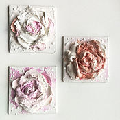 Картины и панно handmade. Livemaster - original item Three-dimensional paintings, triptych with roses. Handmade.