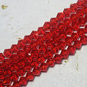 Материалы для творчества handmade. Livemaster - original item Biconuses 3 mm 60 pcs on a string Red. Handmade.