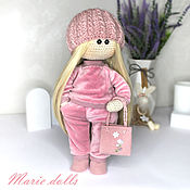 Куклы и игрушки handmade. Livemaster - original item Doll 30 cm in a pink suit with a bag, textile doll. Handmade.