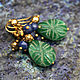 Earrings India with carved emeralds and sapphires, brass, drops, green. Earrings. Ritasdreams (ritasdreams). My Livemaster. Фото №5