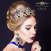 Тиара-корона для волос «Долина цветов»  в стиле D & G ободок золотой