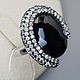Order Silver ring with black onyx 19h14 mm and cubic zirconia. yakitoriya. Livemaster. . Rings Фото №3