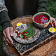 Изумрудная чайная пара чашка блюдце керамика ручной работы на заказ, Чайные пары, Москва,  Фото №1