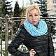 Шарф Нежно-голубой без спиц и крючка.Крупное вязание. Елочные игрушки. Ирина Леонова. Ярмарка Мастеров.  Фото №4