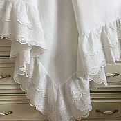 Для дома и интерьера handmade. Livemaster - original item Linen tablecloth with cambric lace 