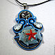 Soutache pendant with copyright lampworker 'Sea circle'. Pendants. Soutazhe tale. Online shopping on My Livemaster.  Фото №2