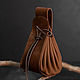 Кисет Хинкалька кожаный коричневый на шнурке с карабином. Сумка-мешок. Plan A Leather. Интернет-магазин Ярмарка Мастеров.  Фото №2