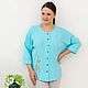 Blouse made of muslin with embroidery menthol color, Blouses, Novosibirsk,  Фото №1