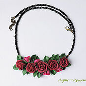 Украшения handmade. Livemaster - original item Necklace with burgundy roses. Handmade.