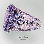Украшения handmade. Livemaster - original item Lavender bracelet with charoite stone and Swarovski crystals. Handmade.