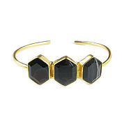 Украшения handmade. Livemaster - original item Gold bracelet with agate botswana, bracelet with stones, black bracelet. Handmade.