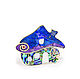 BROOCH `House Magician` ARIEL - Alena – MOSAIC. Moscow. Brooch with mother of pearl. Brooch with charoite. Brooch with lapis lazuli. Brooch - mosaic from natural stones.
