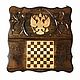 Backgammon carved 'coat Of arms of the Russian Federation 1' Art. 028, Backgammon and checkers, Moscow,  Фото №1