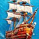 Картина маслом для интерьера Корабль Морской пейзаж. Картины. Мастерская картин Арт Пространство. Интернет-магазин Ярмарка Мастеров.  Фото №2
