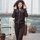 DARK Brown cashmere hooded suit with fur, Suits, Moscow,  Фото №1