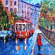 Oil painting of the St. Petersburg tram. Pictures. Vladyart. My Livemaster. Фото №4