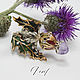 The ring on the whole finger: Thistle with cold enamel, All finger ring, Kurgan,  Фото №1