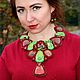 Red-green handmade beadwork necklace. Unique handmade gift for women. Jewelry Sets. Beaded jewelry by Mariya Klishina. Online shopping on My Livemaster.  Фото №2
