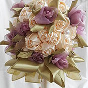 Подарки к праздникам handmade. Livemaster - original item roses -a bouquet of satin ribbons in the style of sabi-chic. Handmade.