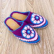 Knitted Slippers with leather soles