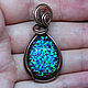 Copper pendant with blue opals. Drop. Laboratory opals in resin. Pendants. Mosaic Opal (mosaicopal). My Livemaster. Фото №6