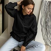 Одежда handmade. Livemaster - original item Lyudmila women`s shirt, color black. Handmade.