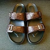 Обувь ручной работы handmade. Livemaster - original item Men`s slippers made of genuine crocodile leather, in stock!. Handmade.
