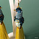 Peacock earrings-brushes 'Golden dunes-2'. Earrings-birds. Tassel earrings. Coffeelena. My Livemaster. Фото №6