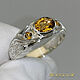 Ring (Ring) 'Carved Pattern' 925 silver, citrines. VIDEO, Rings, St. Petersburg,  Фото №1