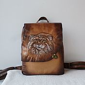 Сумки и аксессуары handmade. Livemaster - original item Leather backpack with engraving and painting to order for Elena.. Handmade.