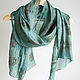 Silk scarf 'Mint rose' Indigo EcoPrint green, Scarves, Moscow,  Фото №1
