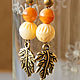 Autumn day bracelet and earrings with coral, Bead bracelet, St. Petersburg,  Фото №1