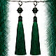 Earrings-brush Green. Tassel earrings. martynko (designvsego). Online shopping on My Livemaster.  Фото №2
