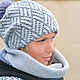 'Vivien ' double winter hat (color St. gray black), Caps, Moscow,  Фото №1
