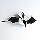 Men's brooch pin buttonhole flower leather black-and-white. Stick pin. De-Si-Re. My Livemaster. Фото №4