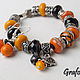 Order Bracelet and earrings orange mood. Grafoli jewellery. Livemaster. . Bead bracelet Фото №3