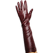 Винтаж handmade. Livemaster - original item Size 7. Long winter gloves made of burgundy leather. Handmade.