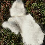 Аксессуары handmade. Livemaster - original item Downy knitted set scarf and hat 100% goat down. Handmade.