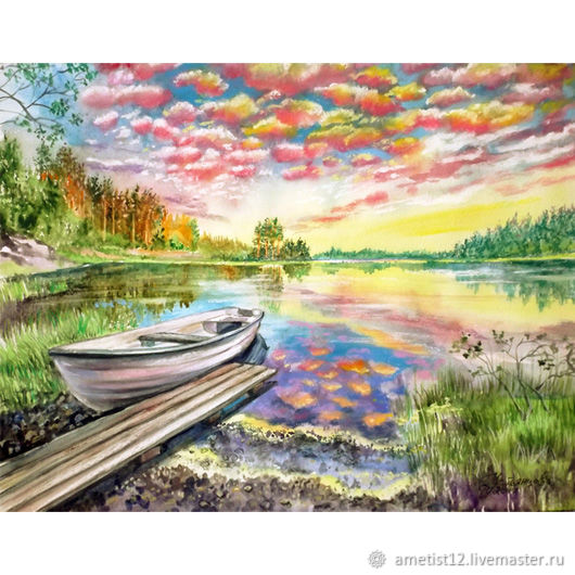 Картины: пейзаж с лодкой, лодка, закат, пейзаж с водой в интернет ...