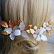 Order Set of 4 studs with white flowers and Golden leaves. PandaStudio (glossyfleur). Livemaster. . Hairpins Фото №3