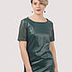 Dress emerald green satin with leather. Dresses. Yana Levashova Fashion. Online shopping on My Livemaster.  Фото №2