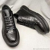Обувь ручной работы handmade. Livemaster - original item Brutal male shoes made of crocodile leather, in black color.. Handmade.