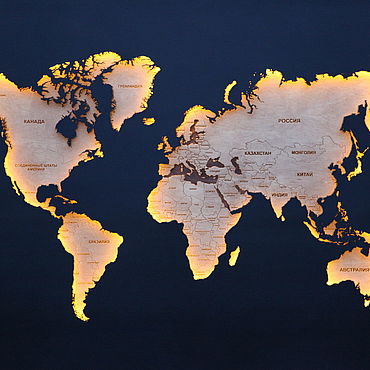 Карта мира с подсветкой L+ в интернет-магазине Ярмарка Мастеров по цене11900 ₽ – H6MUVRU