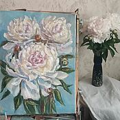 Картины и панно handmade. Livemaster - original item Oil Painting White Peonies Interior Painting Flowers as a gift. Handmade.