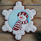 Сувениры и подарки handmade. Livemaster - original item Gingerbread Snowman on a snowflake. Handmade.