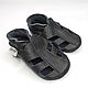 Black baby sandals soft soled / Genuine leather baby booties, Babys bootees, Kharkiv,  Фото №1