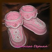 Одежда детская handmade. Livemaster - original item Booties Pink clouds (original work).. Handmade.